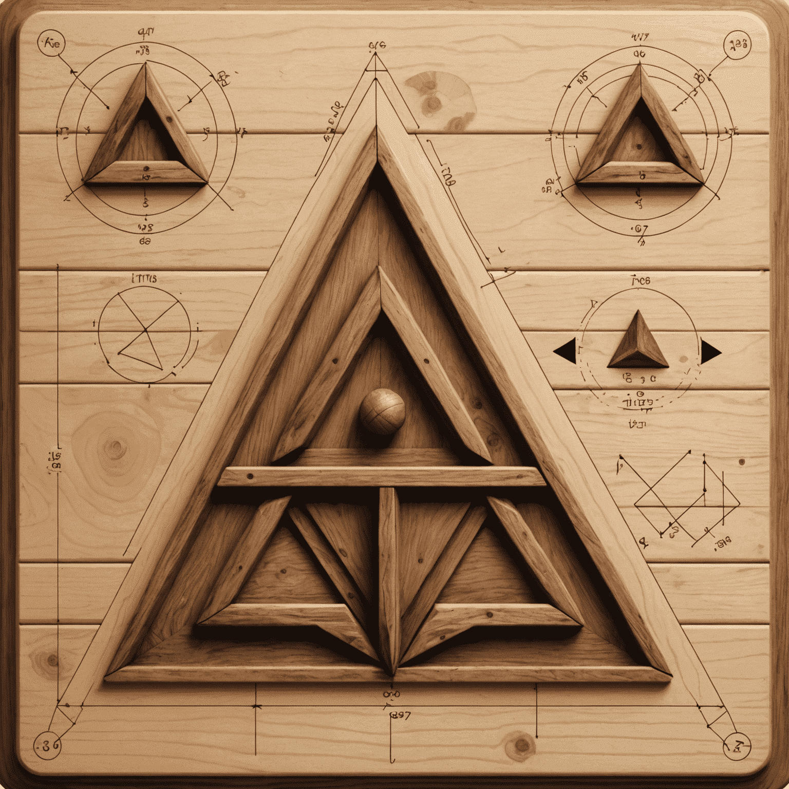 Schéma du tracé du motif triangulaire sur la planche de bois pour le jeu Plinbon